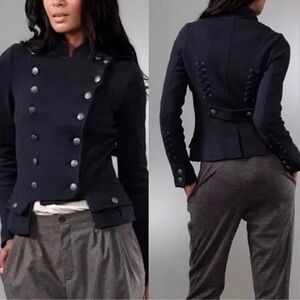 Free People We the Free Majorette Navy Military-Style Double-Breasted Jacket